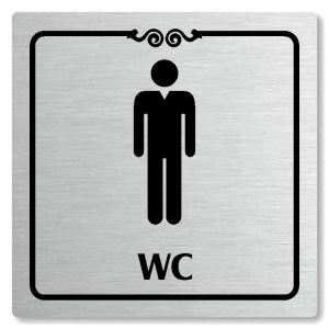 WC muži, 80x80mm, stříbrná, Texas
